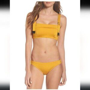 Mei L'ange Lynn Ultility Swimsuit 2 Piece Bikini Set Yellow Size L